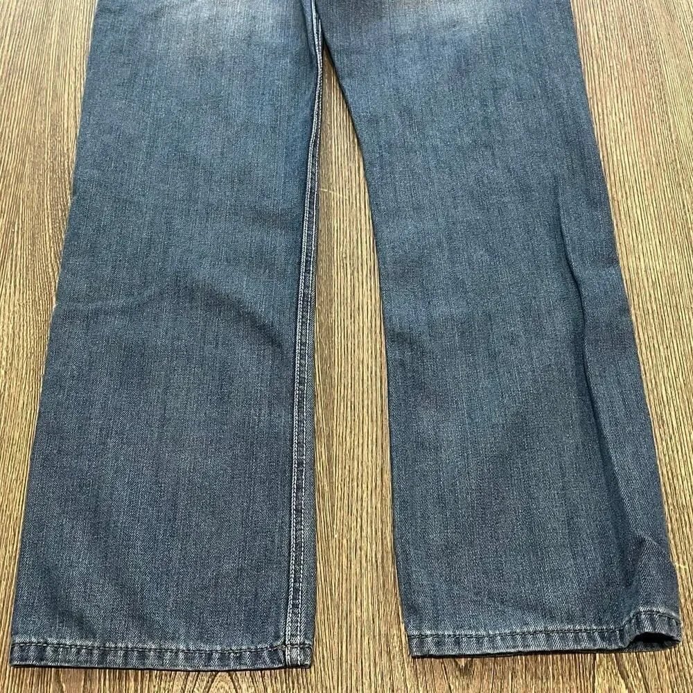 Request Jeans Straight Leg Mid Rise Distressed Denim Medium Wash Blue Size 32x32
